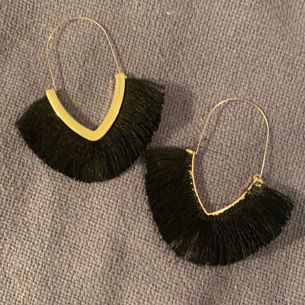 Black fringe earrings